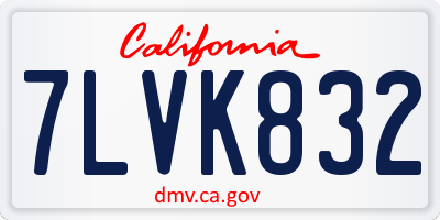 CA license plate 7LVK832