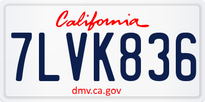 CA license plate 7LVK836