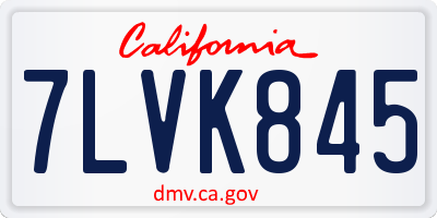 CA license plate 7LVK845