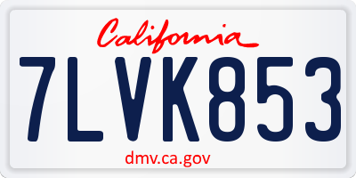 CA license plate 7LVK853