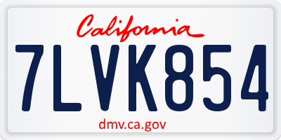 CA license plate 7LVK854