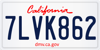 CA license plate 7LVK862