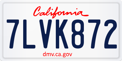 CA license plate 7LVK872