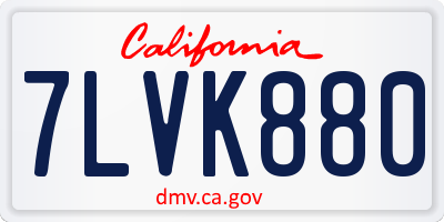 CA license plate 7LVK880