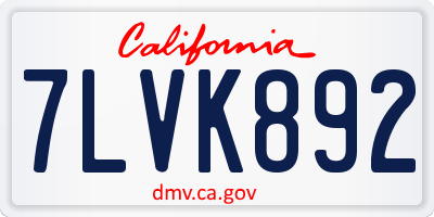 CA license plate 7LVK892