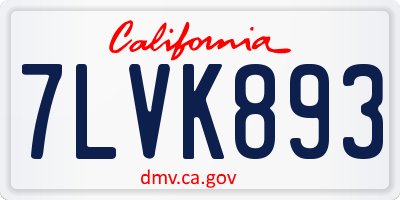 CA license plate 7LVK893