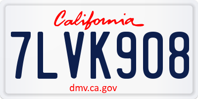 CA license plate 7LVK908