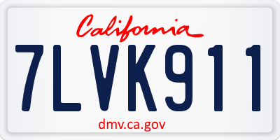 CA license plate 7LVK911