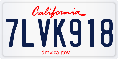 CA license plate 7LVK918