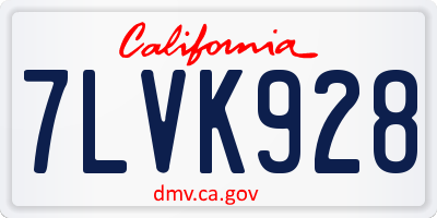 CA license plate 7LVK928