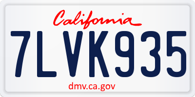 CA license plate 7LVK935