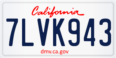 CA license plate 7LVK943