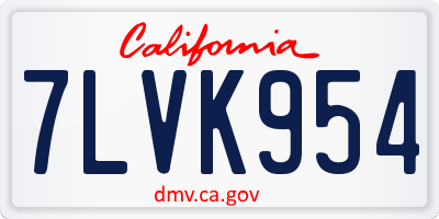 CA license plate 7LVK954