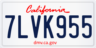 CA license plate 7LVK955