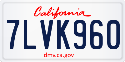 CA license plate 7LVK960