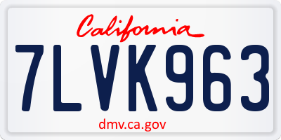 CA license plate 7LVK963