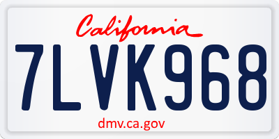 CA license plate 7LVK968