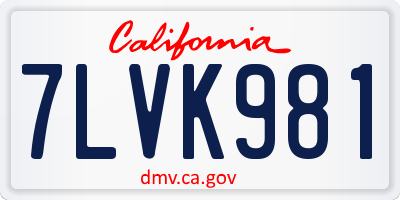 CA license plate 7LVK981
