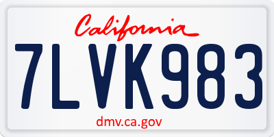 CA license plate 7LVK983