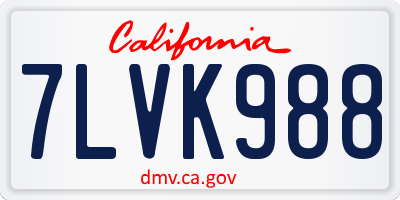 CA license plate 7LVK988