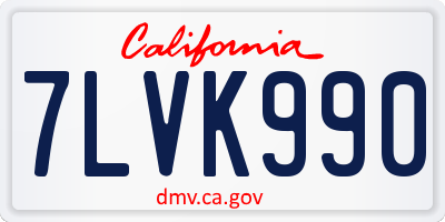 CA license plate 7LVK990
