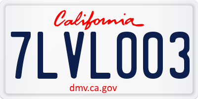 CA license plate 7LVL003