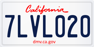 CA license plate 7LVL020
