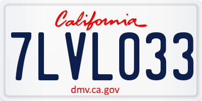 CA license plate 7LVL033