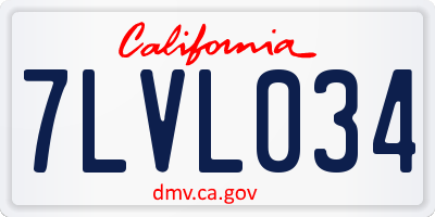 CA license plate 7LVL034