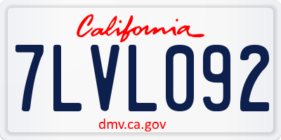 CA license plate 7LVL092