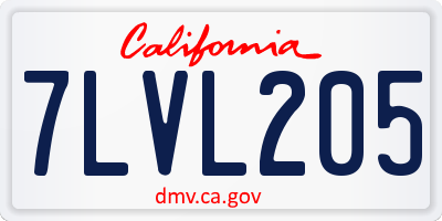 CA license plate 7LVL205