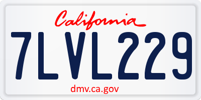 CA license plate 7LVL229