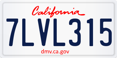 CA license plate 7LVL315
