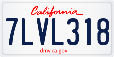 CA license plate 7LVL318