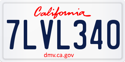 CA license plate 7LVL340