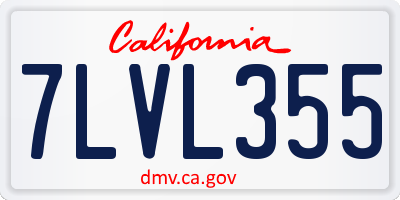CA license plate 7LVL355