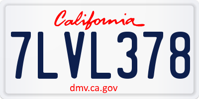 CA license plate 7LVL378