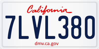 CA license plate 7LVL380