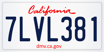 CA license plate 7LVL381