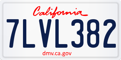 CA license plate 7LVL382