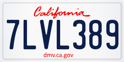 CA license plate 7LVL389