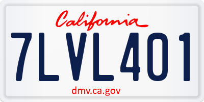 CA license plate 7LVL401