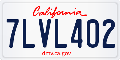 CA license plate 7LVL402