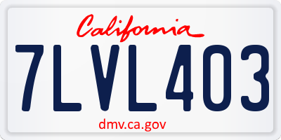 CA license plate 7LVL403