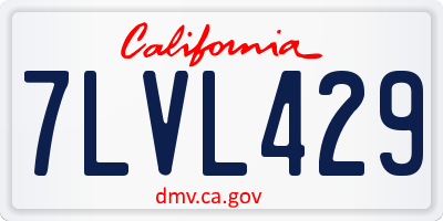 CA license plate 7LVL429