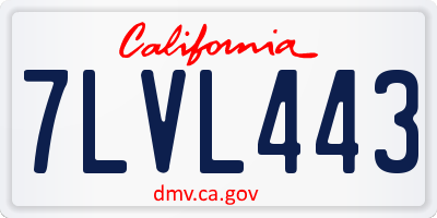 CA license plate 7LVL443