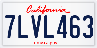 CA license plate 7LVL463