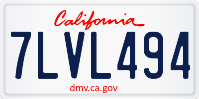 CA license plate 7LVL494