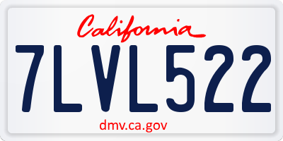 CA license plate 7LVL522