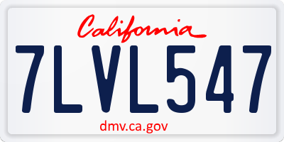CA license plate 7LVL547